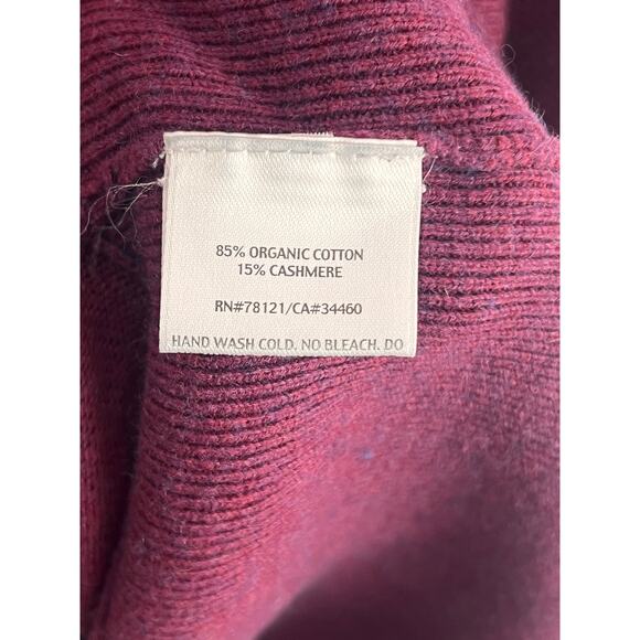 Eileen Fisher Cotton-Cashmere 3/4 Sleeve Drape Cowl Neck Sweater Magenta Medium - Picture 7 of 10